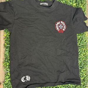 Chrome Hearts Black Tee with Red and White Logo